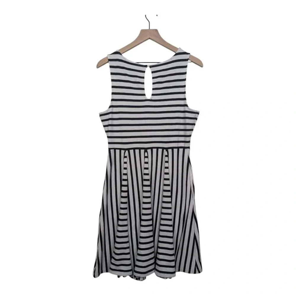 Anthropologie Saturday Sunday Striped Dress, Fit and Flare, Black & White, Sz L - Picture 3 of 11